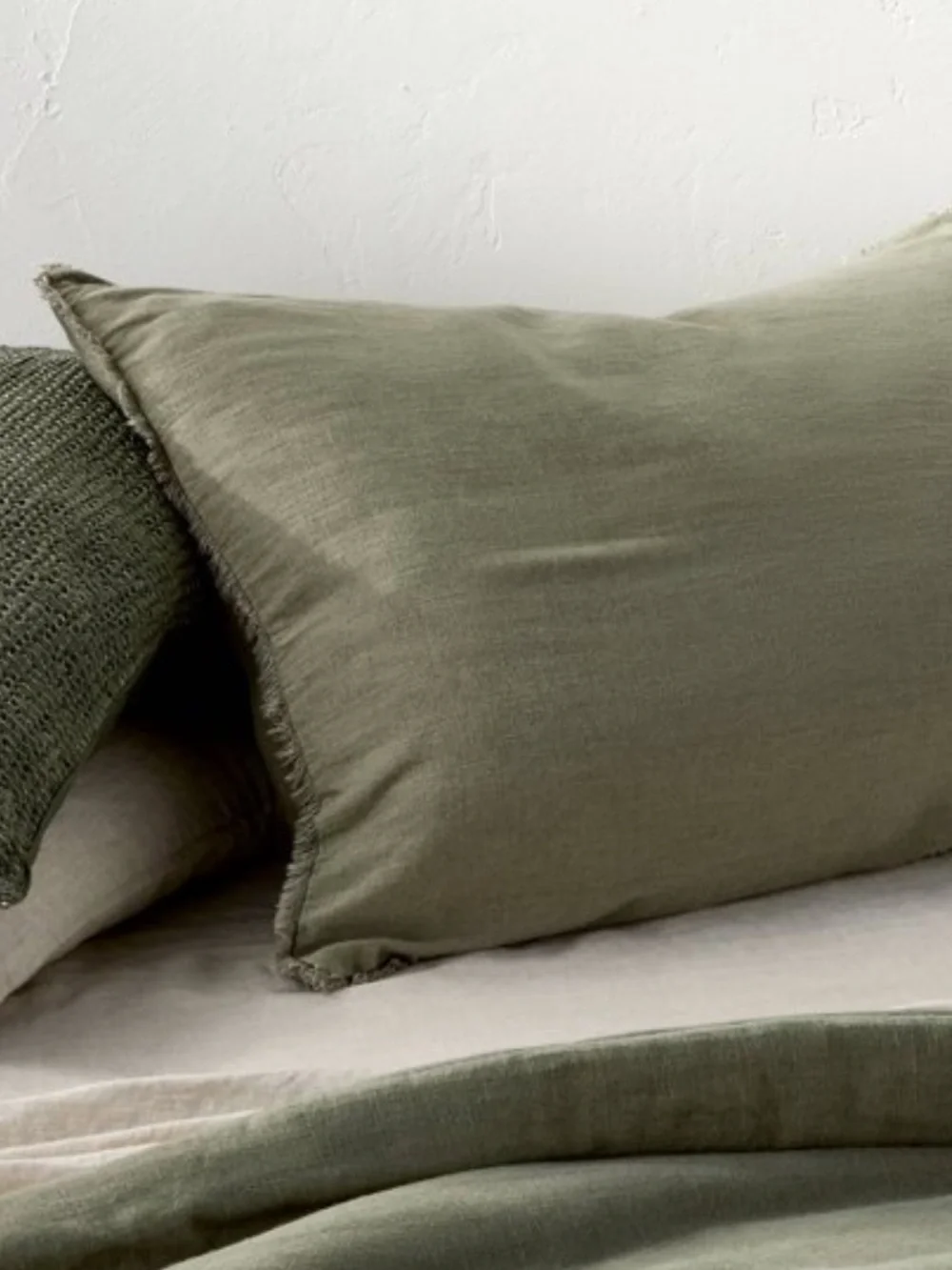 NEW Casaluna Heavyweight Olive Green Linen Pillow Sham, King
